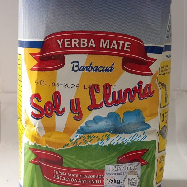 Yerba Mate Sol y Lluvia Barbacuá Agroecológica 500g